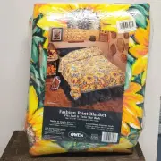 Vtg 70s Owen Blanket Twin Full Fashion Print Sunflower Floral Retro Groovy NEW