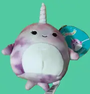 KELLYTOY SQUISHMALLOWS 5" (13CM) PLUSH - NABILA THE NARWHAL - NEW W/TAGS