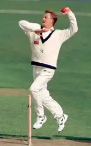 Richard Stemp bowling for Yorkshire during their Benson and H- Old Cricket Photo