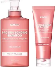 KUNDAL Protein Bonding Shampoo and Conditioner Set [Violet Muguet] 500ml / 250ml (Pack of 2) - Korean Hair Care, K-Beauty, Helps Repair Damaged Hair, Moisturising, Protein Bonding, Vegan,Strengthen, For All Hair Types