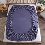 1Pcs Solid Color Cotton Sheet Fitted Four Corners Elastic Band Plain Mattress Cover Fixed Bedding Home Textile Bedsheet,Steel Flash,150X190CM