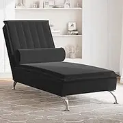 Generic Massage Chaise Lounge with Bolster Black Velvet,379464