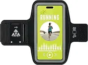 Running Armband for iPhone 15 Pro Max/15 Plus/14 Pro Max/14 Plus/13 Pro Max/12 Pro Max/11 Pro Max, Galaxy S23 Ultra/S22 Ultra, and Phones Up to 6.7” - Phone Holder with Key and Headphone Slots (Black)