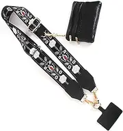 2024 New Phone Strap with Zippered Pouch, Clip and Go Strap for Phone with Wallet Crossbody, Cross Body Phone String Adjustable Phone Strap Crossbody (Black-A2)