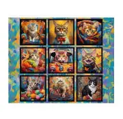 Patchwork Quilting Sewing Fabric Purrfectly Playful Cat Panel 92x110cm