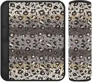 Joitme Leopard Spots Soft Flannel Car Seat Belt Pads Infant, 4-Pack (2 S & 2 M) - Protects Skin from Scratches