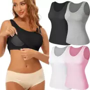 Womens Cami Padded with Built-in Bra Vest Tank Tops Shirt Slimming Body Shaper