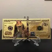 24k Gold Foil Plated Jar Jar Binks Star Wars Banknote Collectible