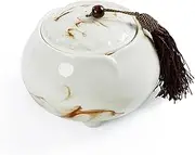 Chinese Tea Caddy,Ceramic jar, Tea Caddy Ceramic Sealed Can Tea Set Tea Package Box Ceramic Pot s Ceramic Container Tea Storage Tea Jar Loose Tea Storage Containers(White Yellow)