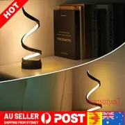 Modern Spiral Table Desk Lamp Dimmable LED Bedside Reading Slim Night Light #