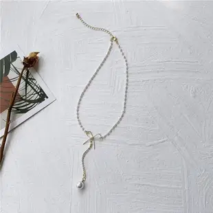 【MISS KOREA】韓國設計設計感蝴蝶結氣質珍珠項鍊