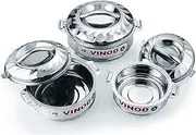 Vinod Stainless Steel Hot Cold Food Insulated Casserole Double Wall Hot Pot Jumbo Size - Capacity: Set of 3(1000,1500,2500ml)