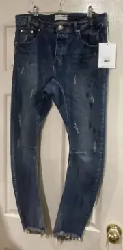 One Teaspoon Womens Bleu Marin Kidds Raw Edge Jeans Size 30 NEW WITH TAGS