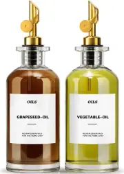 2 Pack Olive Oil Dispenser Bottle for Kitchen, 17Oz Coffee Syrup Dispenser for C