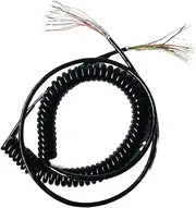 Coiled Extension Cord, 22 Cores Shrinkable Spiral Cable 0.15mm Square Black Power Cord Extensible Wire Straight Length 6 Meters