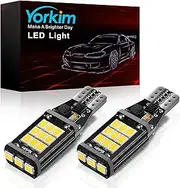 Yorkim 921 LED Bulb 6000K White 921 led reverse lights Bright 21-SMD 2835 Chips Error Free T15 led Backup Light Bulbs 906 904 902 W16W 912 led lights for car, Pack of 2