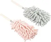 FOYTOKI 2Pcs Household Dust Cleaning Tool Retractable Microfiber Duster with Bendable Head for Versatile Use Ceilings Furniture and More for Easy Dusting Nordic