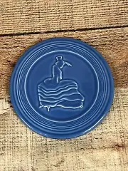 Fiestaware Trivet Dancing Lady Hot Plate 6 Inch Peacock Blue Retired Ceramic