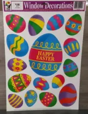 Vintage Window Clings Easter Decorated Eggs Reusable