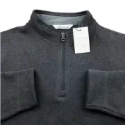 Peter Millar Crown Fleece Quarter Zip Stretch 2XL Black Pullover Sweater $160