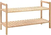 vidaXL Solid Walnut Wood Shoe Rack - 2-Tier Compact Design Shoe Storage Solution | Natural Ventilation | 69x26x40 cm