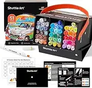Alcohol Markers, 50 Colours Professional Dual Tip Art Pens Plus 1 Colourless Blender, Felt Tip Pens with Case for Artists Adult Illustration Colouring Sketching Drawing