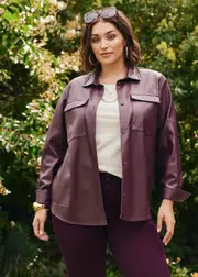 [Virtuelle] Taking Shape Faux Leather Jacket Size 22 in Merlot - Plus Size Women's Clothing Merlot