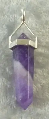 Chevron Amethyst Double Terminated Sterling Silver Pendant