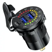 Dual USB Car Charger Fast Charging LED Voltmeter Switch Truck Boat Motorcycle (for: Smart)
