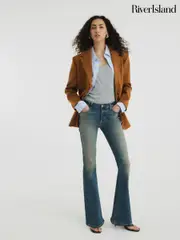 River Island Blue Bootcut Mid Rise Jeans (F53865) | $111