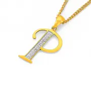 9ct Gold Diamond Initial P Pendant