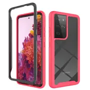 MCC Shockproof Bumper Case Samsung Galaxy S21 Ultra 5G Clear Back Cover [Magenta]
