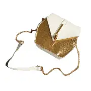 Hexagon Glitter PU Leather Chain-strap Single Shoulder Bag Ladies Handbag Messenger Bag (White)