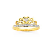 9ct Gold Diamond Crown Ring