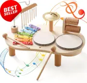 Kids Drum Set, 7-in-1, Xylophone, Musical Instruments, Montessori, Toddlers