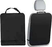 2PCS Car Seat Back Protector, 18x24 Inch Waterproof Kick Mats Back Seat Protector, Easy to Install Protective Mat with Elastic Strap for Vehicles to Protect from Dirt, Mud & Scratches