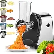 EHOME Portable Electric Vegetable Chopper 1000W Cheese Fruit Slicer Cutter Grater Salad Maker Machine with 5 Colorful Cone Blades 5 in 1