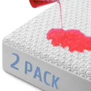 2 Pack King Size 100% Waterproof Mattress Protector, Premium Viscose Made fro...
