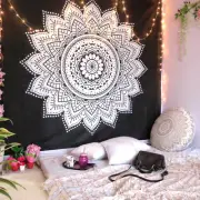 Mandala Tapestry Wall Hanging Indian Bohemian Black White Sunflower Bedspread