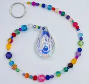 Handmade Beaded Suncatcher - Multicolor - Clear Crystal Prism - Hanging Patio