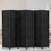 6 Panel Room Divider Screen 245x170cm Woven Black Privacy Partition Home D 6P-BK