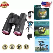 Compact 12x42 High-Powered Binoculars with Universal Phone Adapter & Tripod