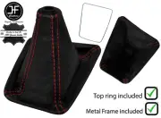 RED STITCH LEATHER GEAR BOOT+METAL FRAME+TOP RING FITS NISSAN SKYLINE R32