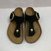 Birkenstock New w/ Box Gizeh Big Buckle Black Nubuck Leather Regular Select Size
