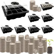 Seed Starter Kit 8 Trays 96 Cells + 100 Peat Pellets for Seedlings & Vegetables