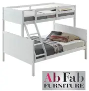 BUNK_BED WELLING TRIO DOUBLE SINGLE TIMBER WHITE - 169cm HIGH - 93cm HEAD ROOM