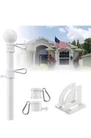 Flag Pole,6FT Flagpole Kit for 3’ x 5’ American Flag-360° Tangle Free White