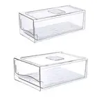Stackable Kitchen Fridge Organizers Bins with Clear Lid for Storage