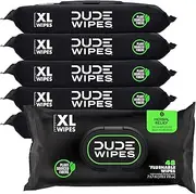 Dude Wipes - Flushable Wipes - 6 Pack, 288 Wipes - Herbal Relief Extra-Large Wet Wipes - Witch Hazel & Geranium Essential Oils - Septic and Sewer Safe Butt Wipes For Adults
