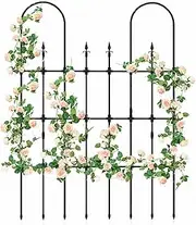 Costway 146cm L x 186cm H Garden Trellis for Climbing Plants, Outdoor Rose Arch Trellis, Rustproof Metal Plant Support Frame for Raised Bed, Decorative Garden Fence for Vegetable Flower